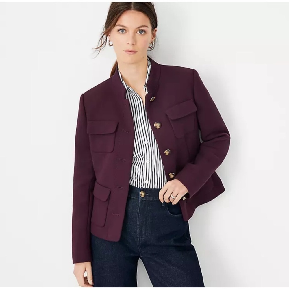NEW Ann Taylor Mock Neck Patch Pocket Jacket Size 8